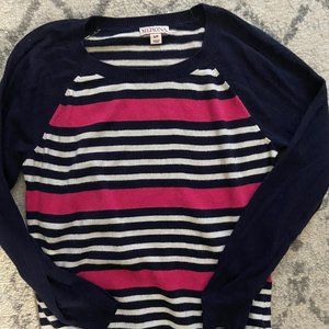 Cotton Navy Sweater with pink and white stripes